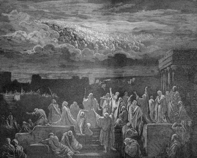 The inhabitants of Jerusalem see the heavenly hosts, 2nd book of the Maccabees, chapter 5, verse 2,