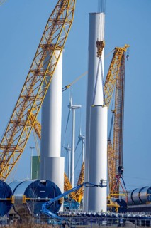 The seaport of Eemshaven, Julianahaven Basin, is where the components, rotors, tower components,