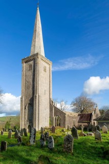 Ruins of Holy Trinity church, Buckfastleigh, north Devon, England, UK destroyed by fire in 1992