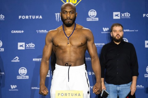 LUBIN, POLAND - FEBRUARY 20, 2026 - MMA Official Weigh-in Ceremony before XTB KSW 115. Alioune