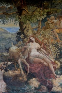 Fresco The Mermaid of the Wildsee, Trinkhalle, Baden-Baden, Black Forest, Baden-Württemberg,