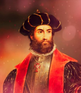 Vasco da Gama, c. 1460s – 1524, Portuguese explorer, digitally edited according to a painting by