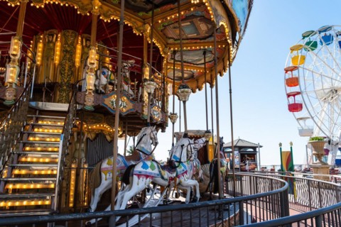 Parc d'atraccions Tibidabo amusement park in Barcelona, Spain