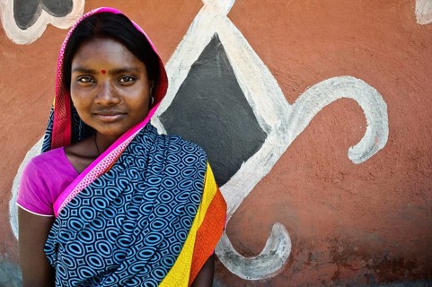 Portrait of a young woman, Sohraï art (Hazaribagh district, Jharkhand, India) . The Sohraï and