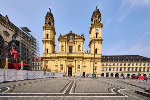 Theatine Church, St. Cajetan and Adelaide, double tower, Italian high Baroque style, architect