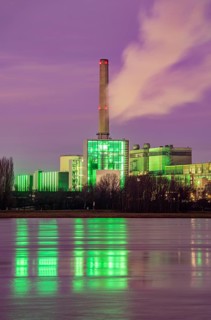 The Lausward combined heat and power plant in Düsseldorf, gas and steam turbine power plant,
