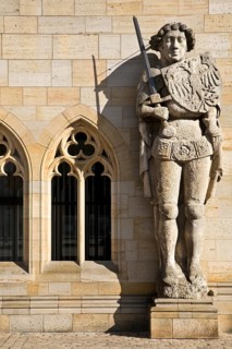 Roland statue at the town hall, Halberstadt, Saxony-Anhalt, Germany