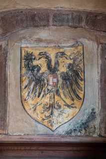 Historical coat of arms with the imperial eagle of the Holy Roman Empire, also known as imperial