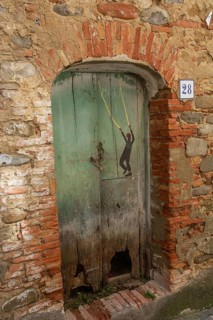 Door on an old house in Aliano, the very poor village in southern Italy that the writer Carlo Levi