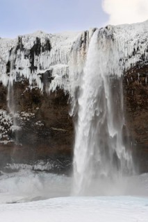 Seljalandsfoss, Rangárþing eystra, waterfall, ice, snow, winter, Hella, Iceland, Scandinavia
