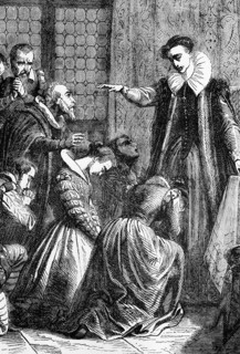Mary Stuart says goodbye to her companions in front of her execution on 8 February 1587 at