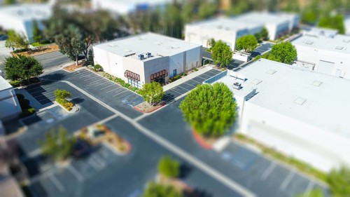 Aerial View of Commercial Buildings With Tilt-Shift Blur