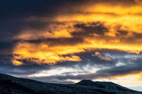 Evening sky over mountains, Alvdal Vestfjell, Hedmark, Innlandet, Norway, October 2025