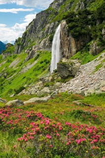 Wyssebach Falls plunges over a striking cliff, Canton of Bern, Switzerland