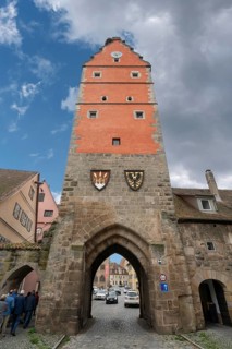 Historic Wörnitz Gate at the fortress wall, Altrathauspl. 8, Dinklesbühl, Bavaria, Germany