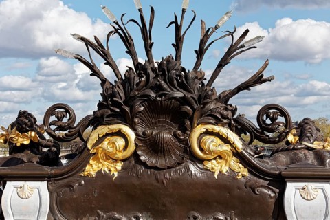 Beaux Arts style decoration on Pont Alexandre III, Paris, France
