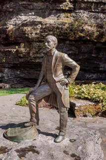 Jack on the Rocks statue of Jack Daniel at the Jack Daniel Distillery in Lynchburg, Tennessee
