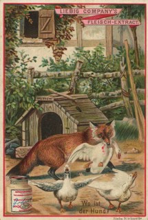 Picture series picture puzzle, where is the dog, Liebig picture, digitally restored reproduction of