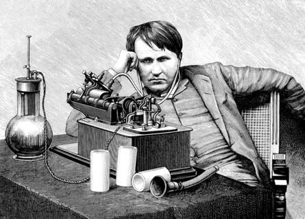 Thomas Edison at his Laboratory on 16 June 1888, the morning after spending 48 hours perfecting