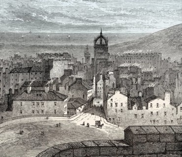 View of Edinburgh from the King's Bastion in 1825, Scotland, United Kingdom