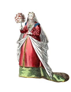 Historical clothing, fashion in the course of time, clothing of a noble lady from Vincentia in