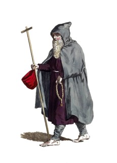 Historical clothing, fashion over time, robe of a mendicant monk in 1588, digitally restored