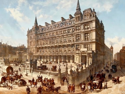 London Cannon Street, central London railway terminus, front of the original station building,
