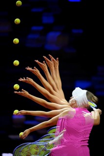 Action, Serve Elise Mertens (BEL) Multishot Multiple Exposure, Feature, Women's Porsche Tennis