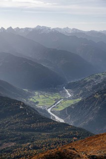View from the Venet to the Oberinntal in the morning light, Ötztal Alps, Tyrol, Austria