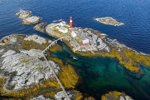 Aerial view of lighthouse Tranoy Fyr, Tranøy, Norway