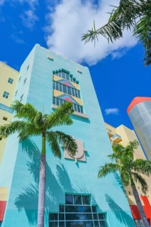Art deco buildings on Washington Avenue, South Beach, Miami, Florida, USA