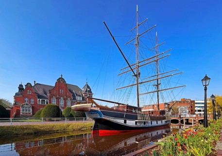 Brigg Friederike von Papenburg on the main canal in front of the town hall, Papenburg, Germany's