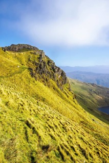 Pyg Track over Llyn Llydaw lake, Pen-y-Pass, mountain pass, Snowdonia, Gwynedd, north-west Wales,