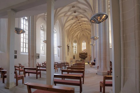 Interior view of St. Petri Pauli church - baptismal church of Martin Luther, Luther city Eisleben,