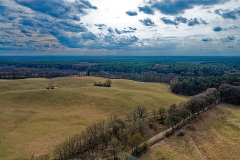 Landscape of the Mecklenburg Lake District in Müritz National Park. aerial view. Ankershagen,