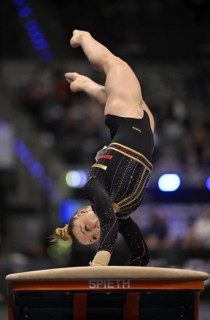 Lisa Vaelen BEL Vault Action Gymnastics, EnBW DTB-Pokal, Porsche-Arena, Stuttgart,