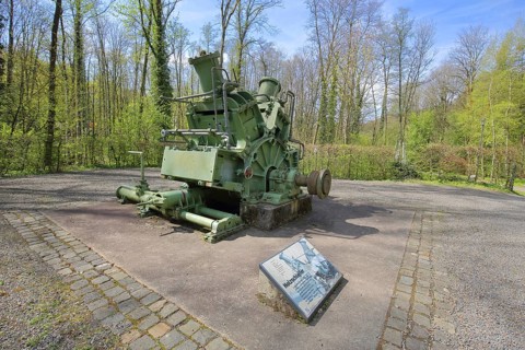 Historic wood grinder for paper production, Paper Museum, Alte Dombach, Bergisch Gladbach,