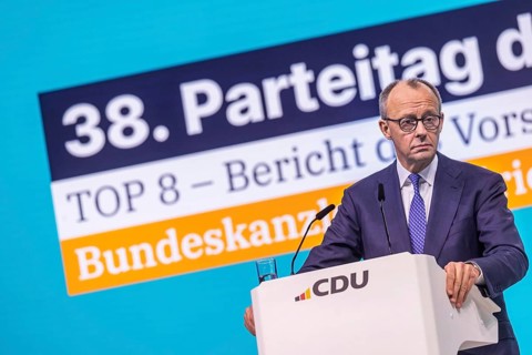 38th Federal Party Congress of the CDU of Germany in Stuttgart. Federal Chancellor Friedrich Merz