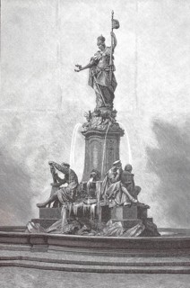 The new monumental fountain in Würzburg in front of the Residenz, 1890, Lower Franconia, Bavaria,