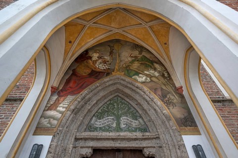 Portal of the Church of the Assumption of Mary, late Gothic Saalkirche, Erlach district of Simbach