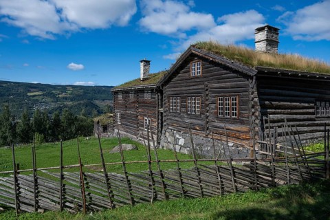 Maihaugen open-air museum with houses and objects from farms in Gudbrandsdal, Lillehammer am Mjøsa