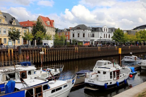 Old city harbor in Oldenburg, Lower Saxony, Germany
