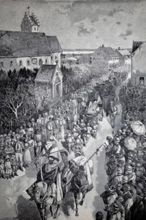 The Groppenkönig's procession at the spring festival in Ermattingen. The Groppe Carnival in