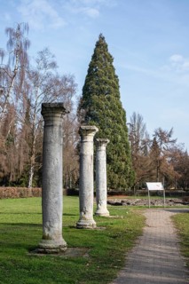 Columns with capital as a partial reconstruction of the legion bath, Roman bath in Rottweil, which