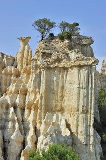 Strange rock formations created by water erosion at the Orgues d'Ille-sur-Têt in the