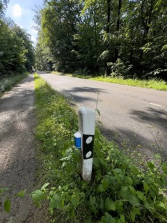 Wildlife warning reflector on roadside posts Reflective reflector to prevent wildlife accidents