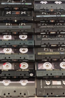 Rows of audio tape cassettes, Studio Composition, Quebec, Canada