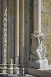 Detail of the side portal of the Basilica of Santa Maria Maggiore, Bergamo, Province of Bergamo,