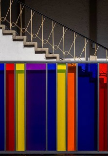 Building façade at a Diakonie station in Frankfurt's railway station district, Hesse, Germany
