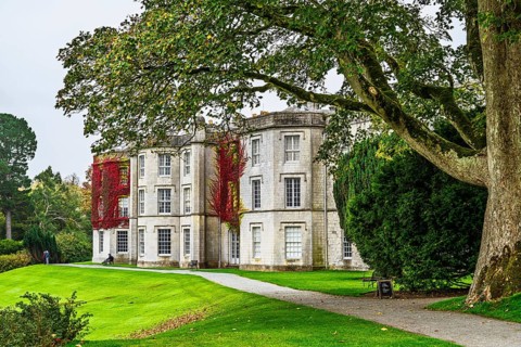 Autumn colors over Plas Newydd House and Gardens and Parkland, Llanfairpwllgwyngyll, Anglesey,